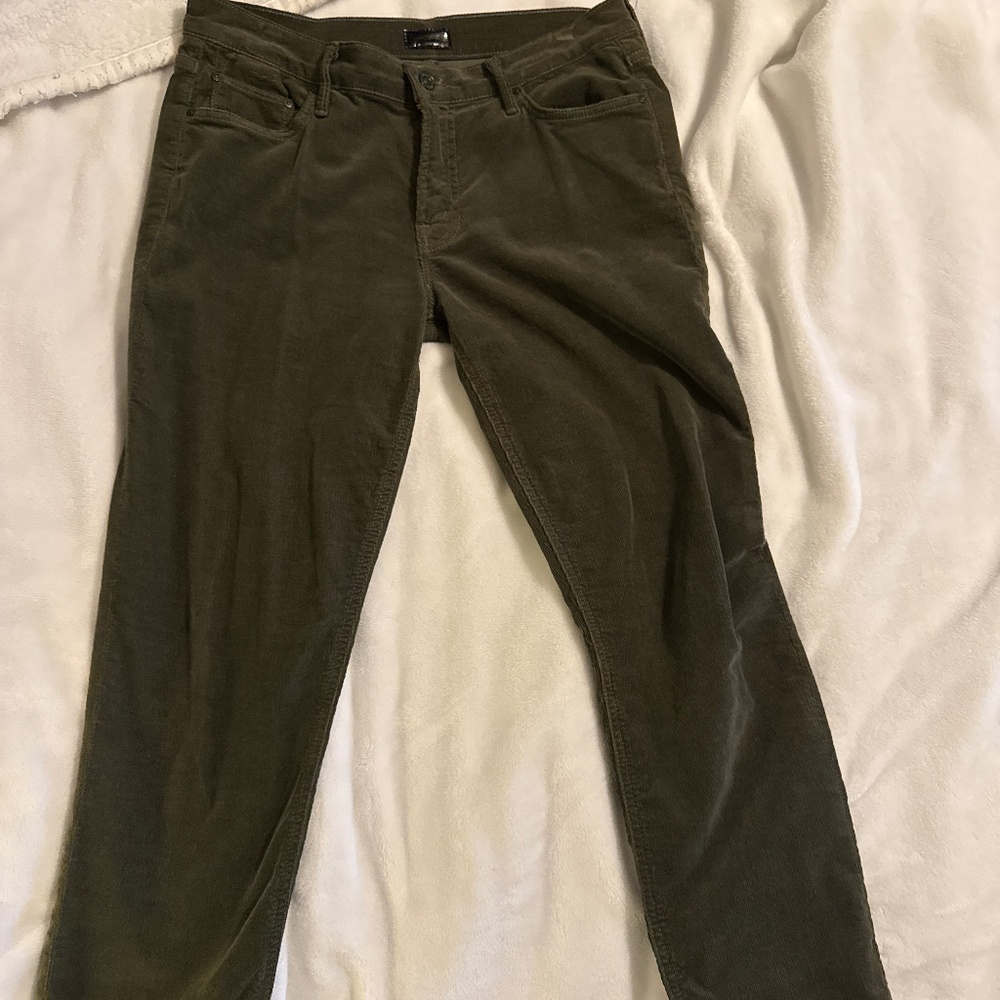 MOTHER army green Corduroy pants